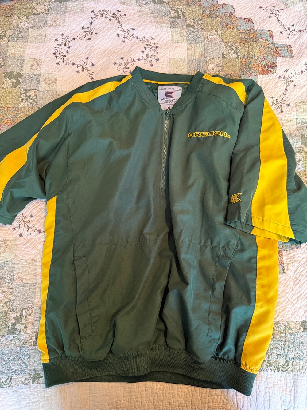 Vintage Y2K oregon Fucks Colosseum windbreaker jacket green and yellow xl